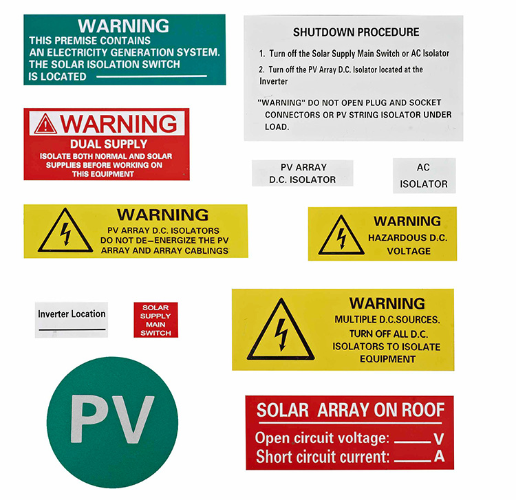 Yambiro Labels For Pv System